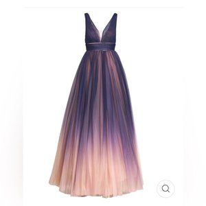 NWOT MAC DUGGAL SLEEVELESS OMBRE TULLE BALL GOWN PURPLE PINK  20221 $398
